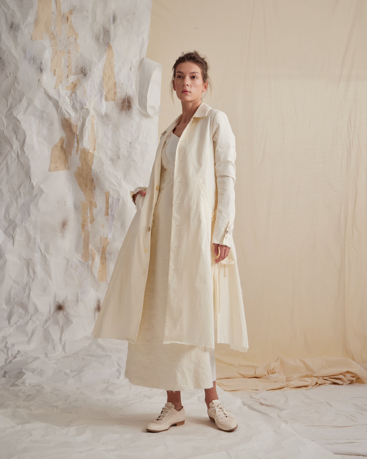 A Tentative Atelier SS23 Lookbook Womens cream long coat