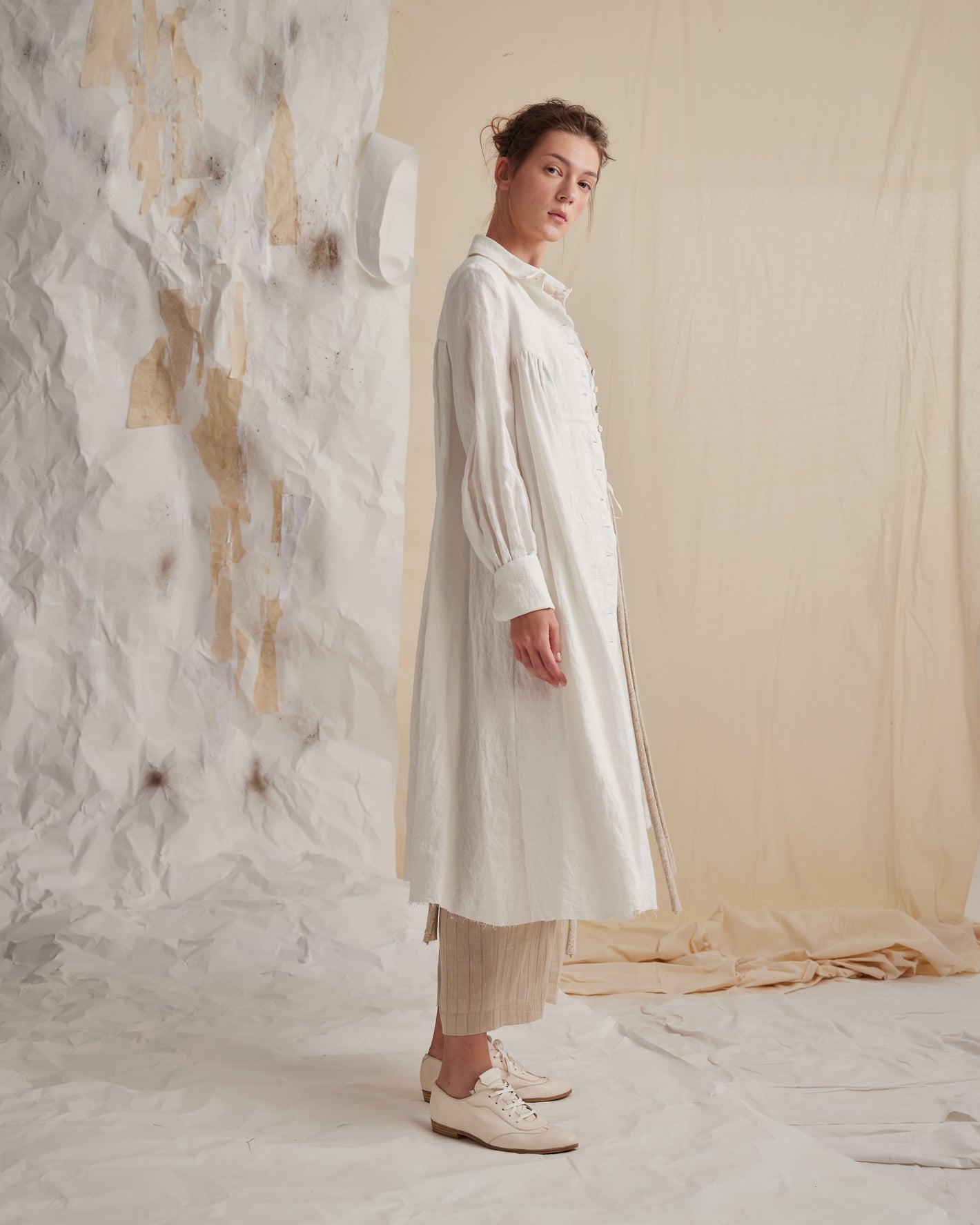 A Tentative Atelier SS23 Lookbook Womens white long shirt tunic