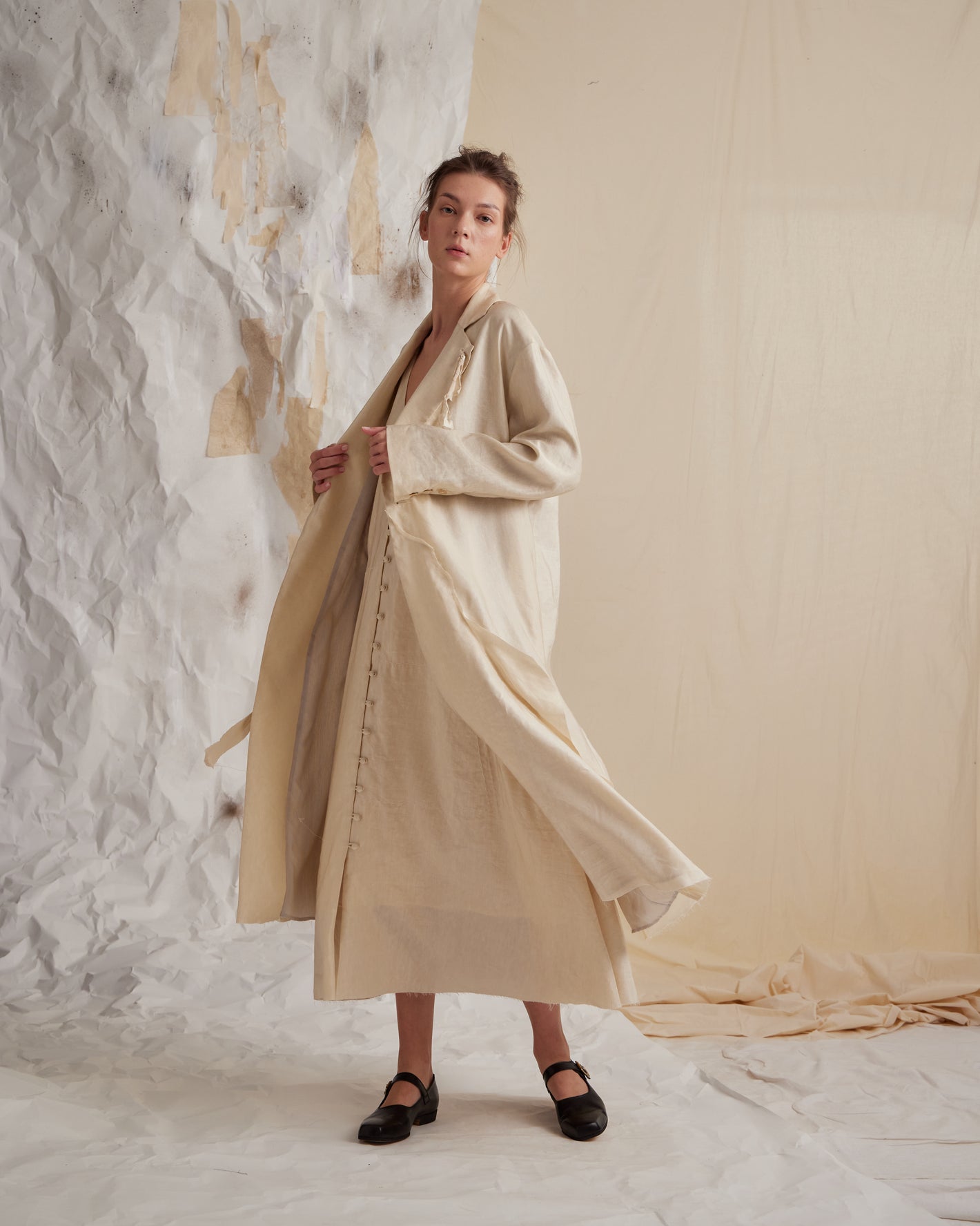 A Tentative Atelier SS23 Womens Natural tone coat and dress