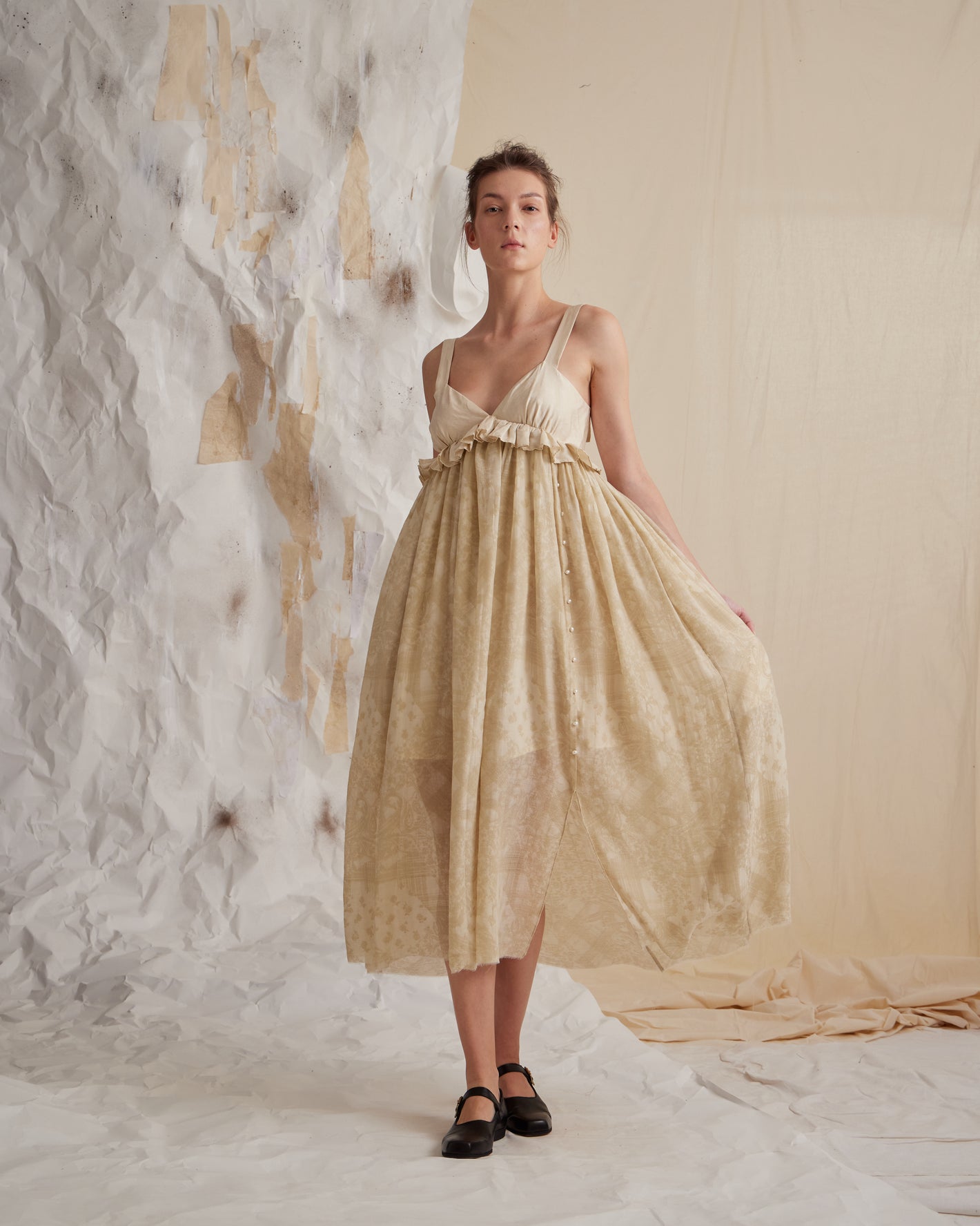 A Tentative Atelier SS23 Lookbook beige straps dress