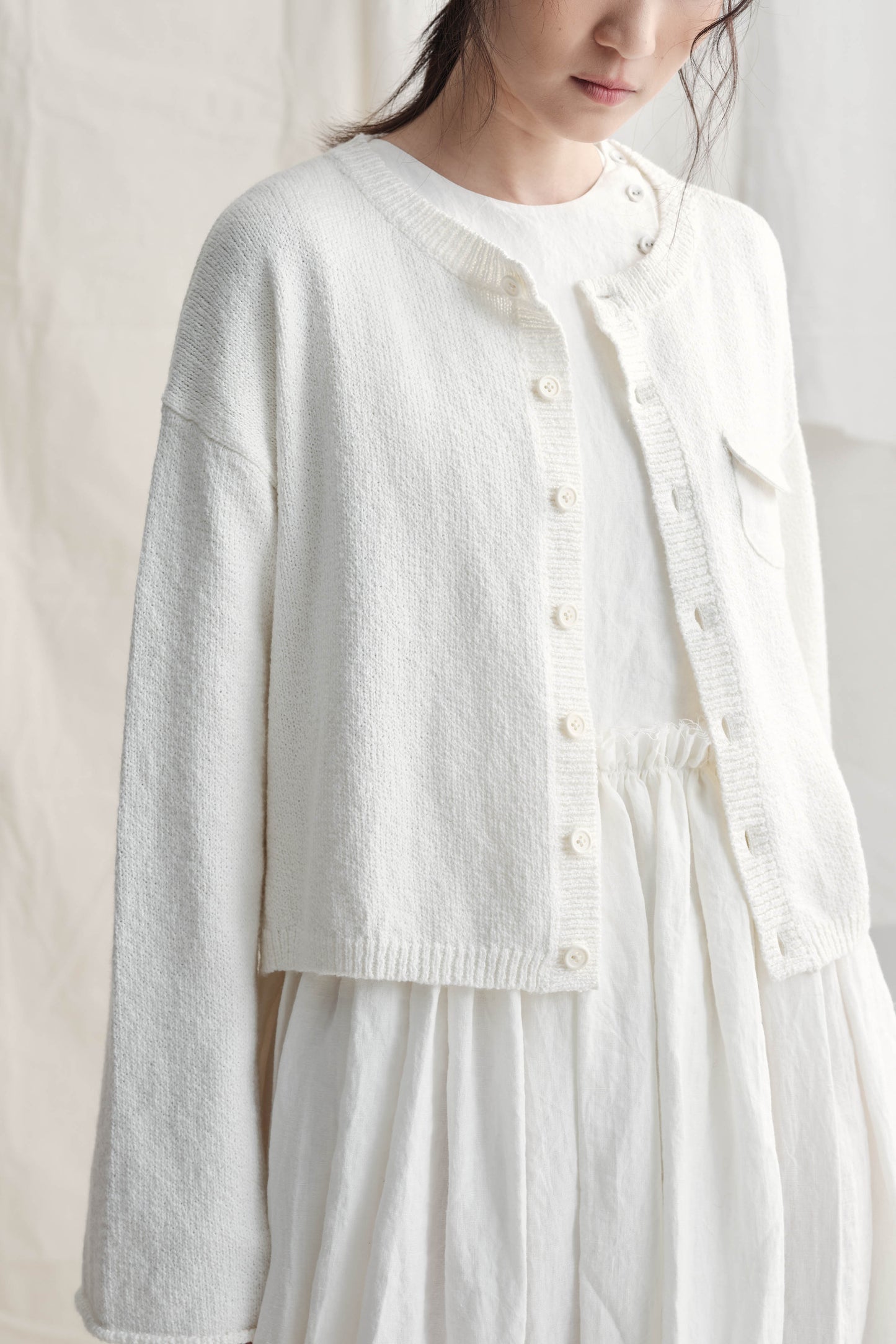 Loose Cropped Pocket Cardigan