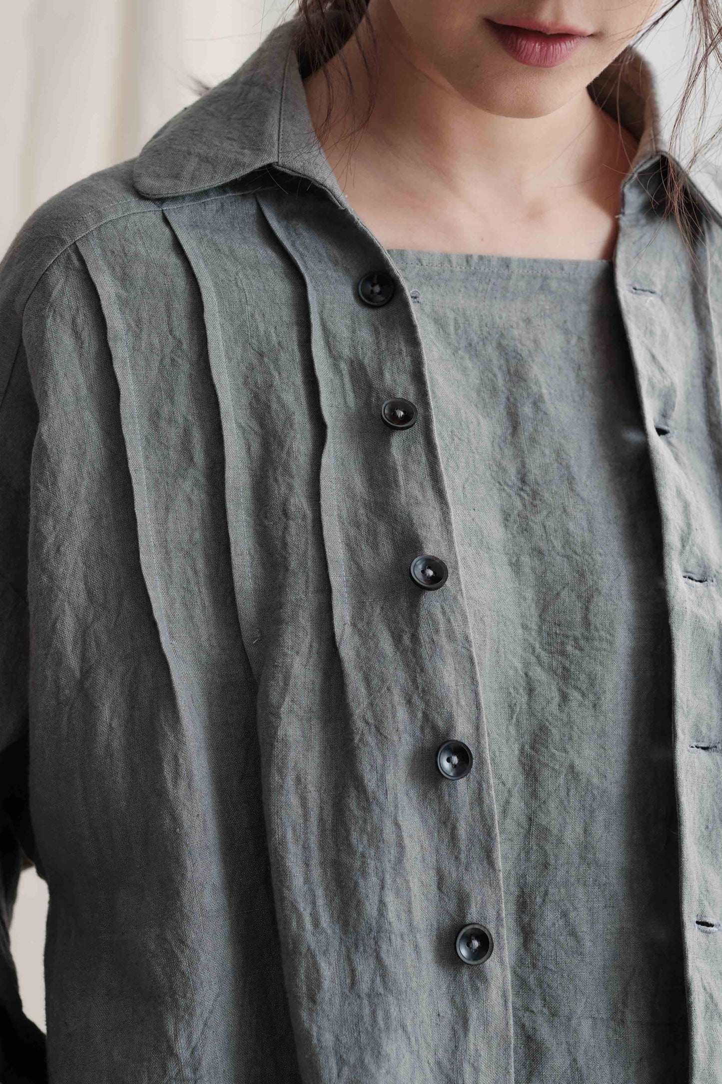 2 Layers Opening Oversize Shirt