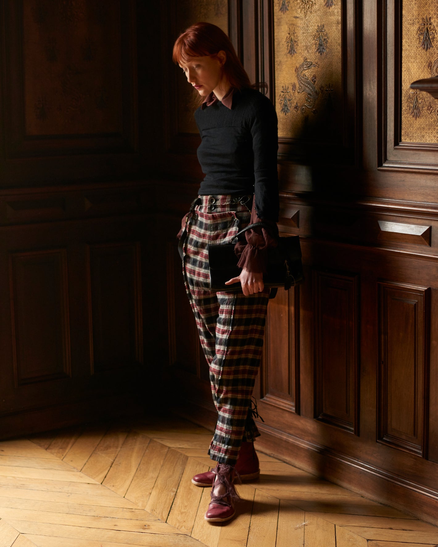 A Tentative Atelier AW20 Lookbook checked trousers