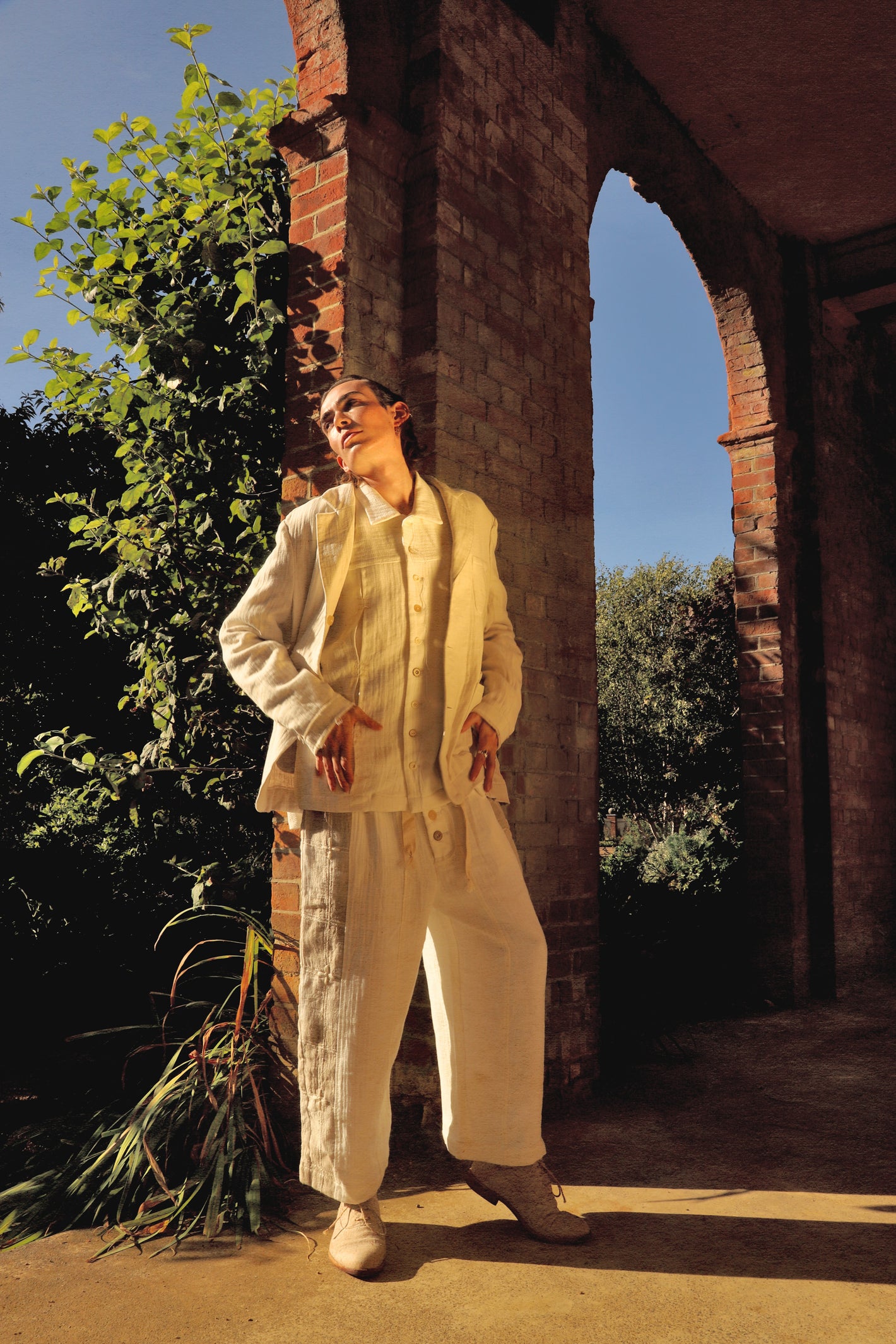 A Tentative Atelier SS24 Lookbook Mens textured cream suit