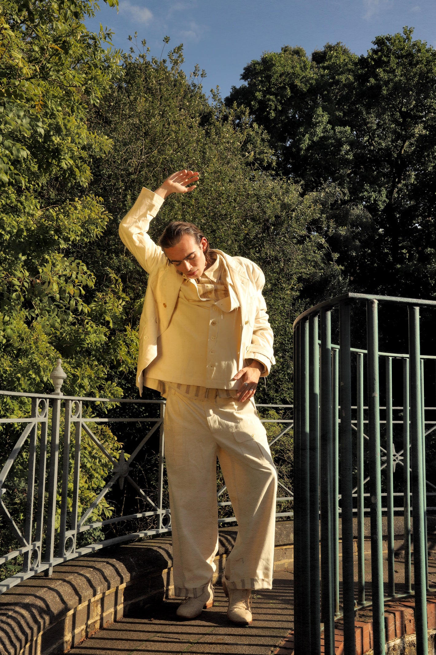 A Tentative Atelier SS24 Lookbook Mens white textured suit