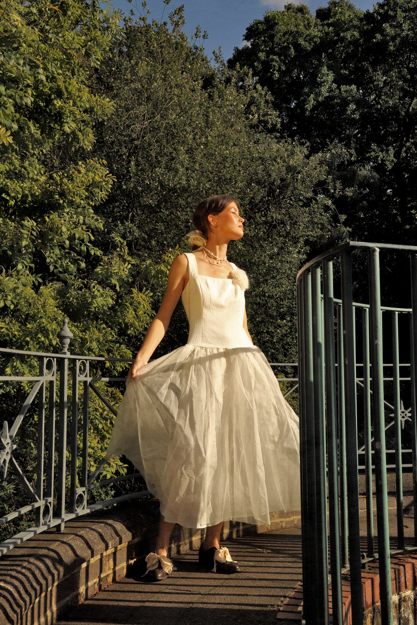 A Tentative Atelier SS24 Lookbook Womens white straps dress with tulle skirt