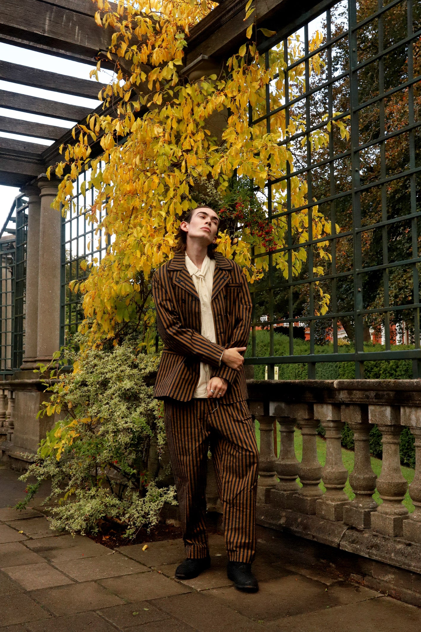 A Tentative Atelier SS24 Lookbook Mens striped suit in brown