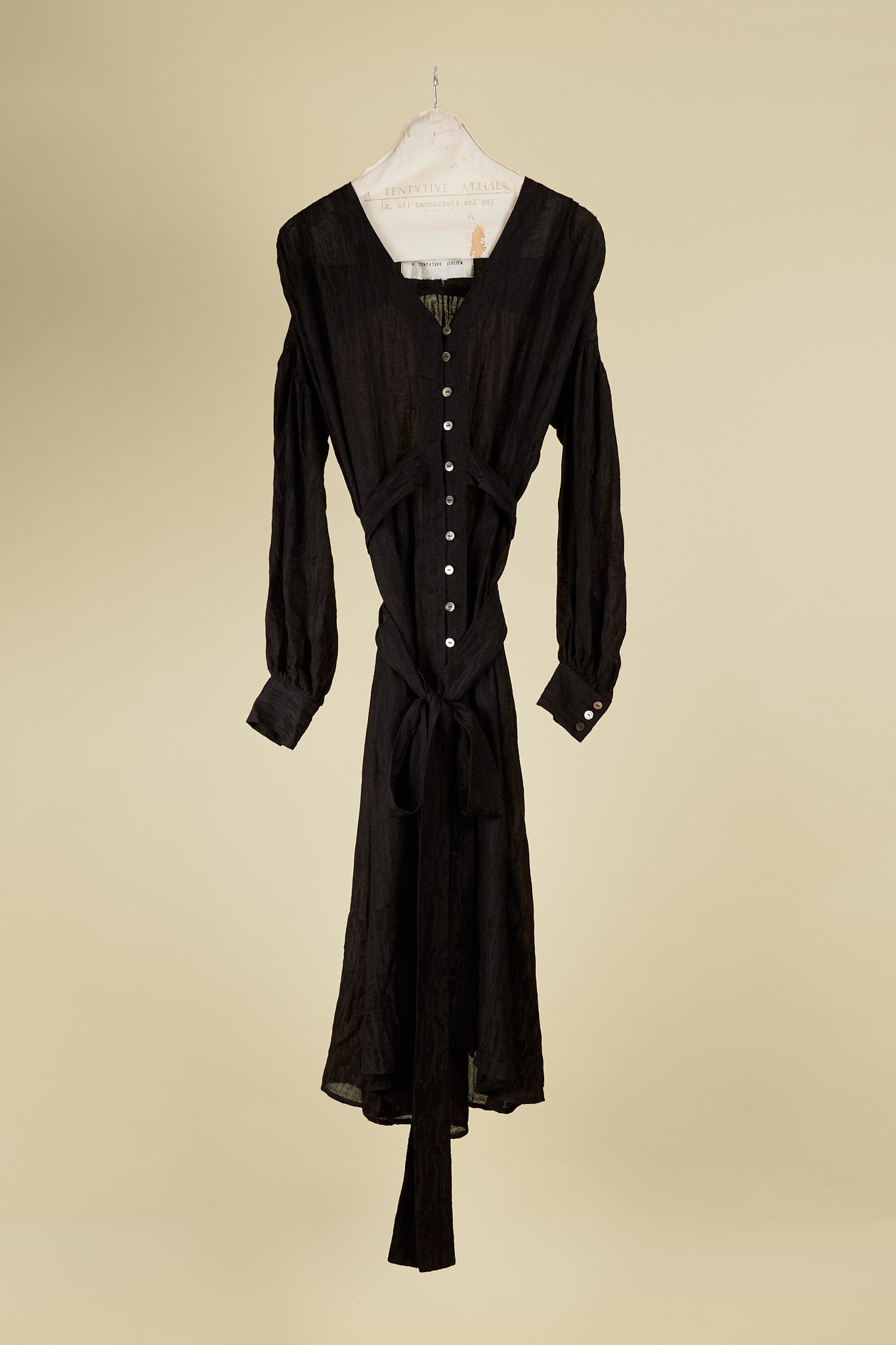 Oversize Jacquard Drape Buttoned Dress