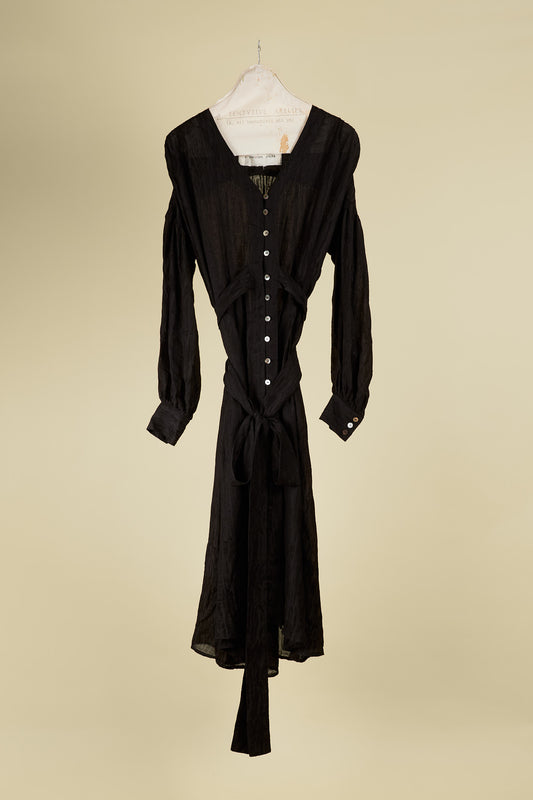 Oversize Jacquard Drape Buttoned Dress