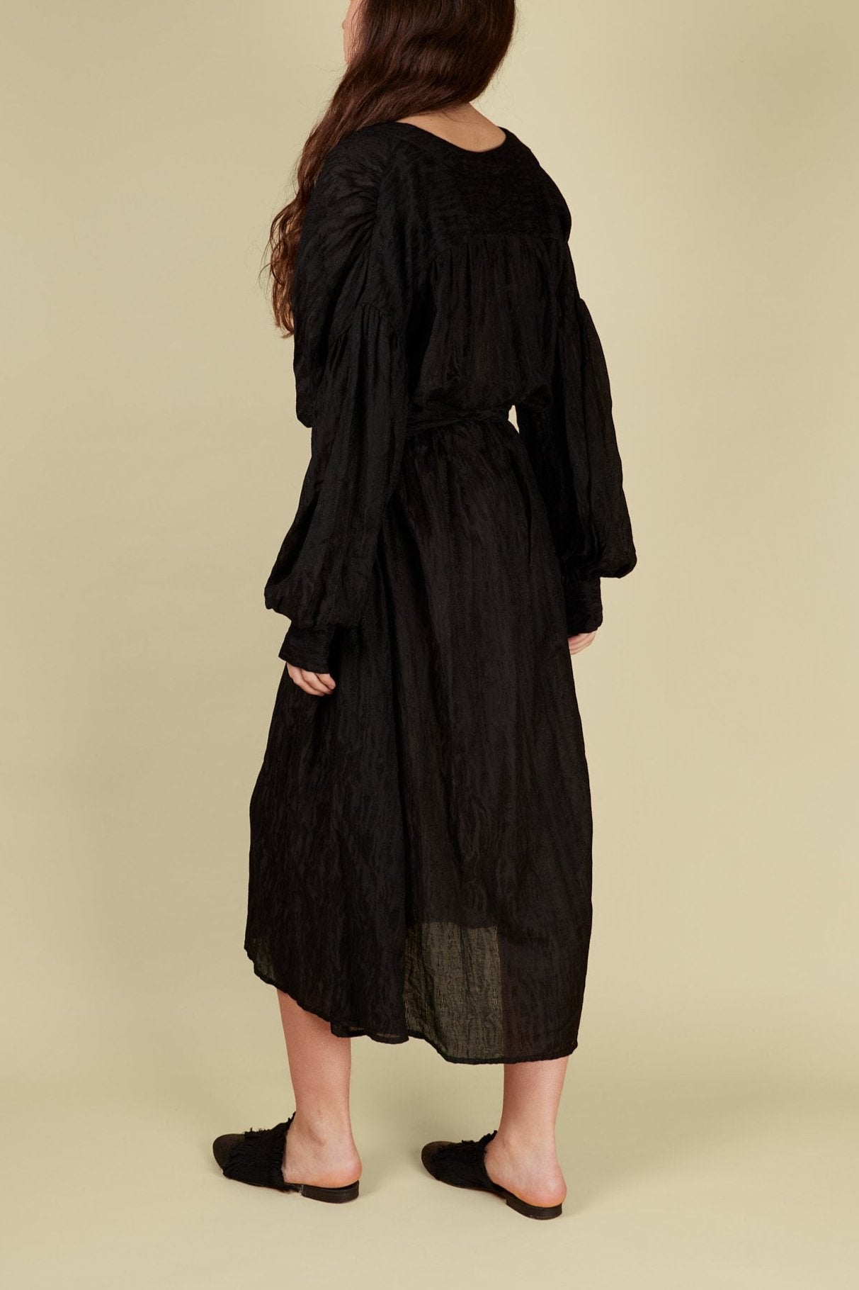 Oversize Jacquard Drape Buttoned Dress