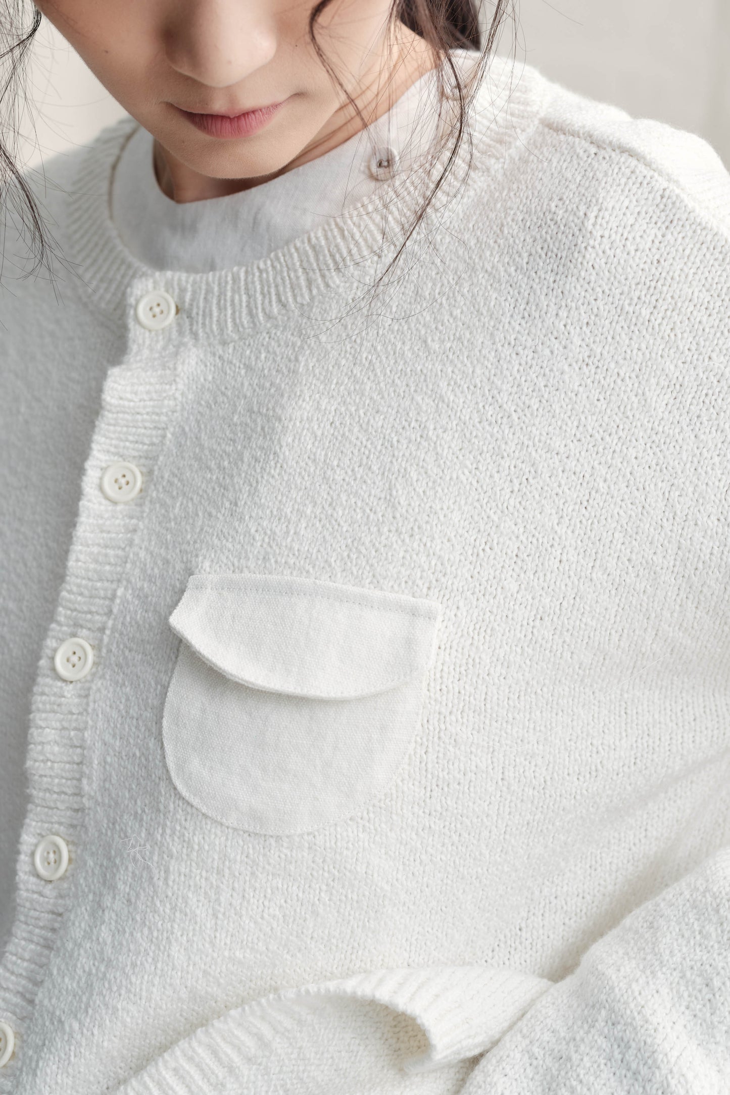 Loose Cropped Pocket Cardigan