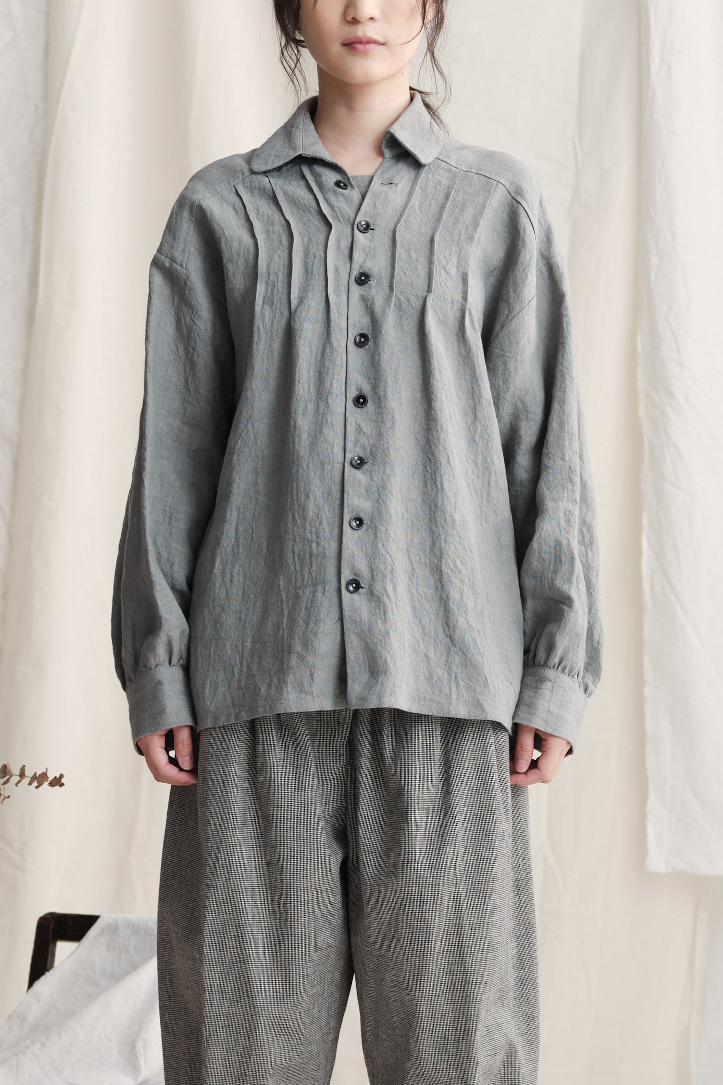 2 Layers Opening Oversize Shirt