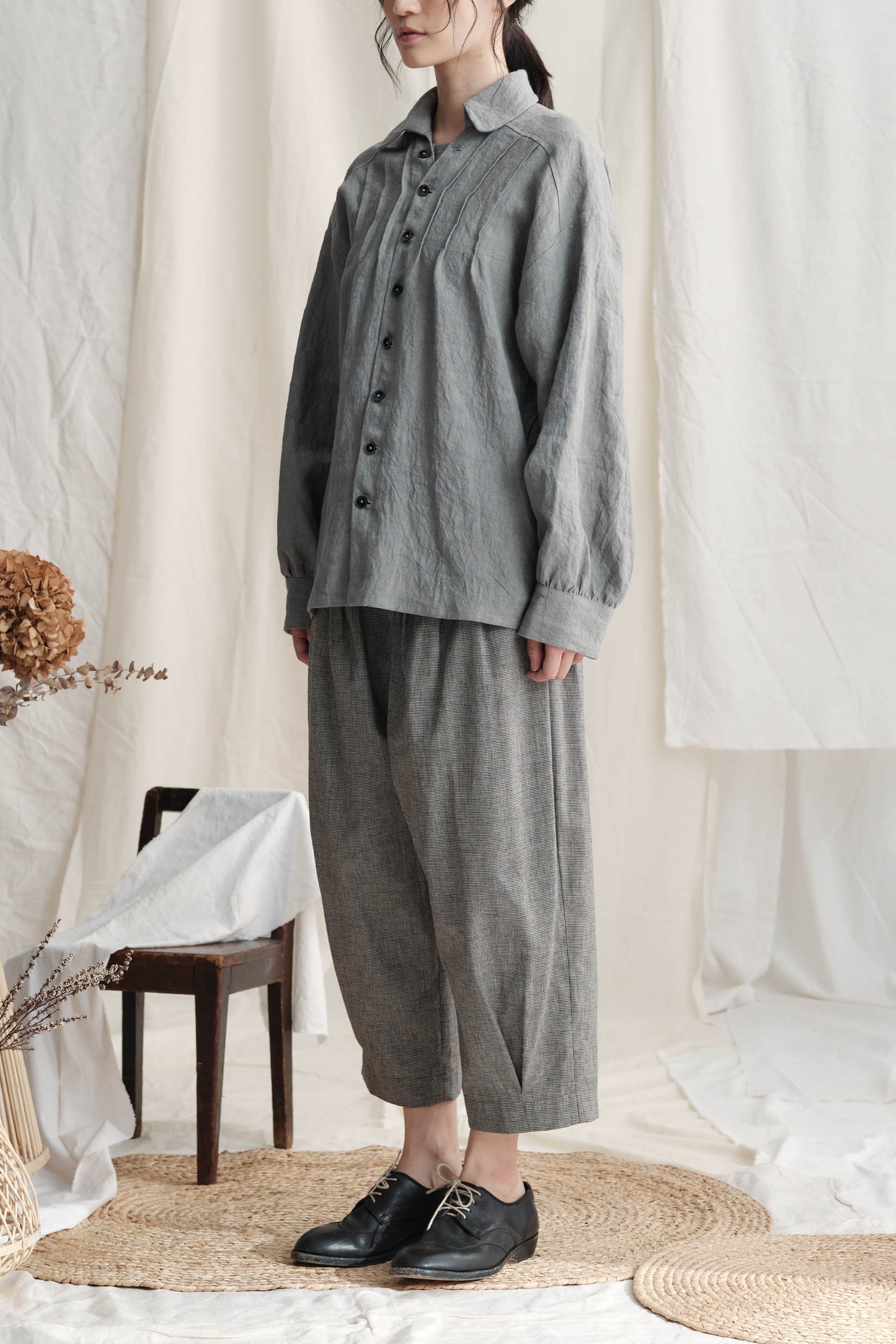 2 Layers Opening Oversize Shirt
