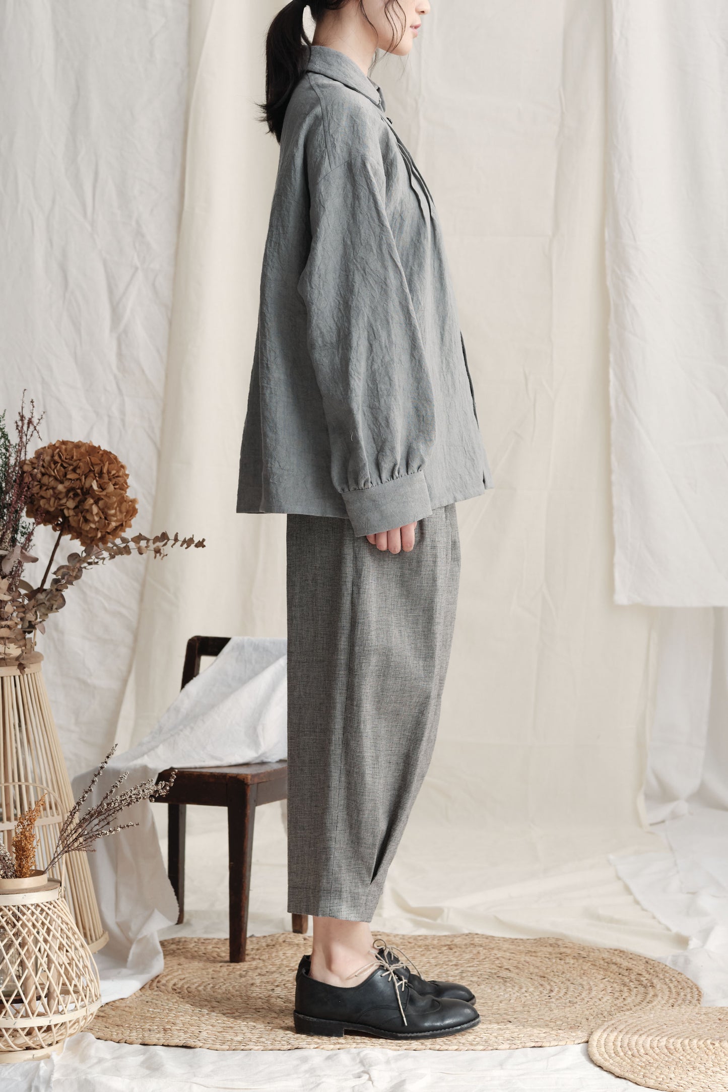 2 Layers Opening Oversize Shirt