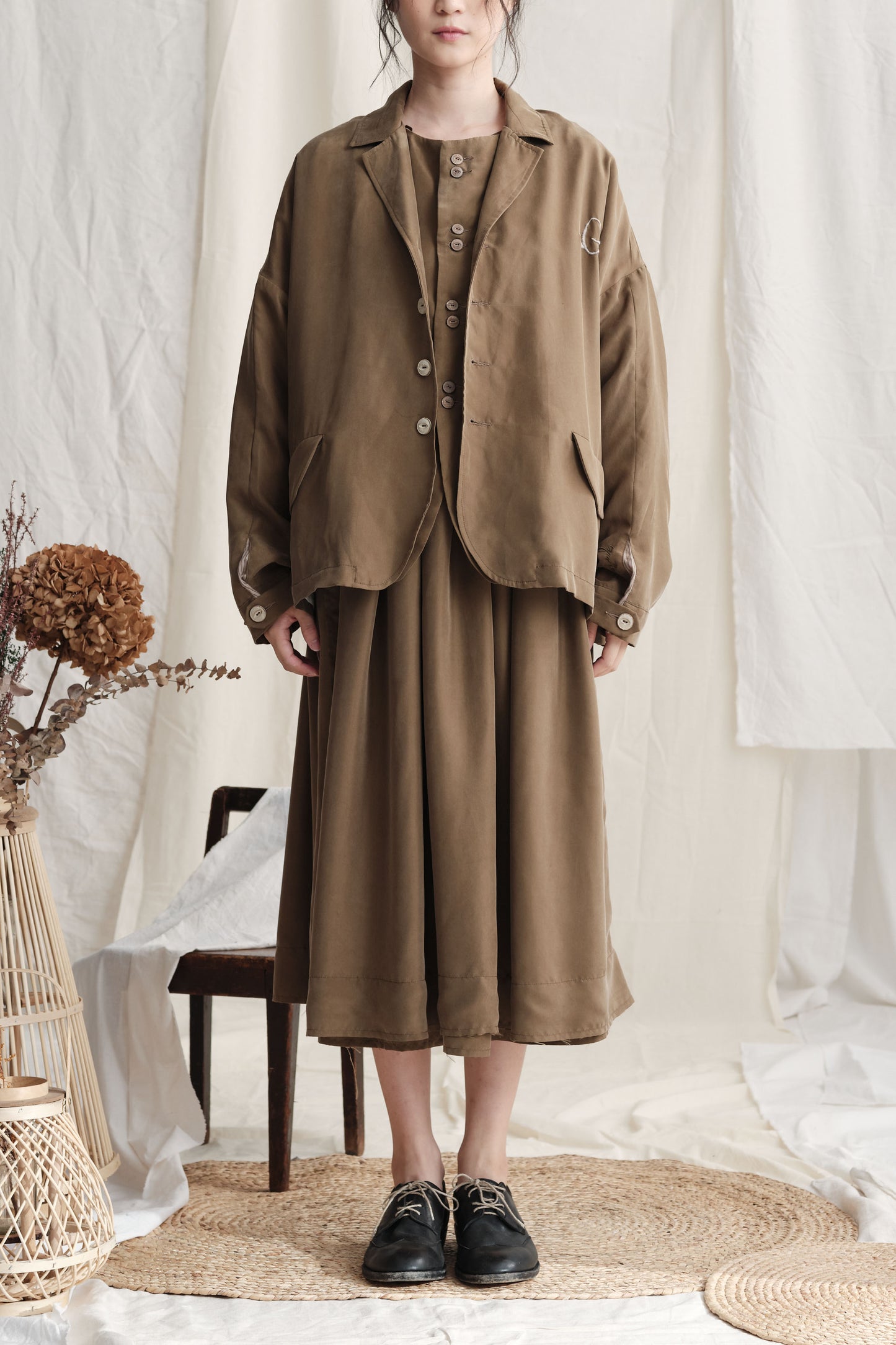 "G" Hand Embroidery Oversize Jacket