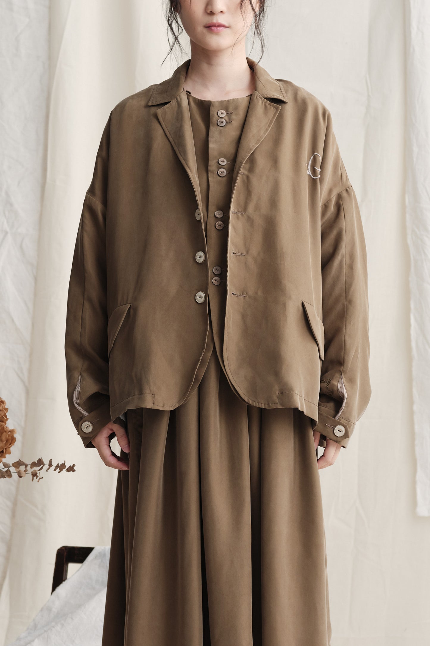 "G" Hand Embroidery Oversize Jacket