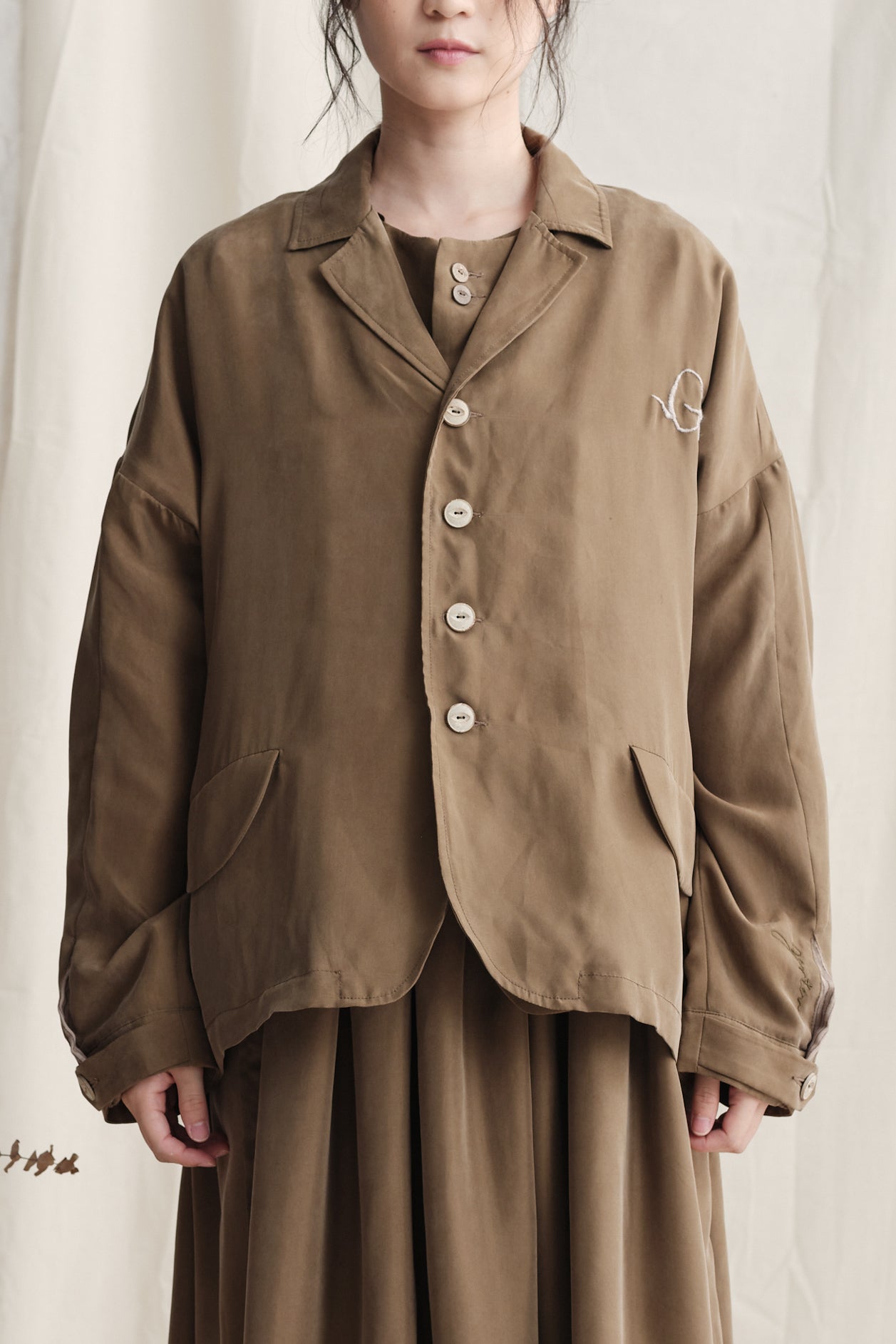 "G" Hand Embroidery Oversize Jacket