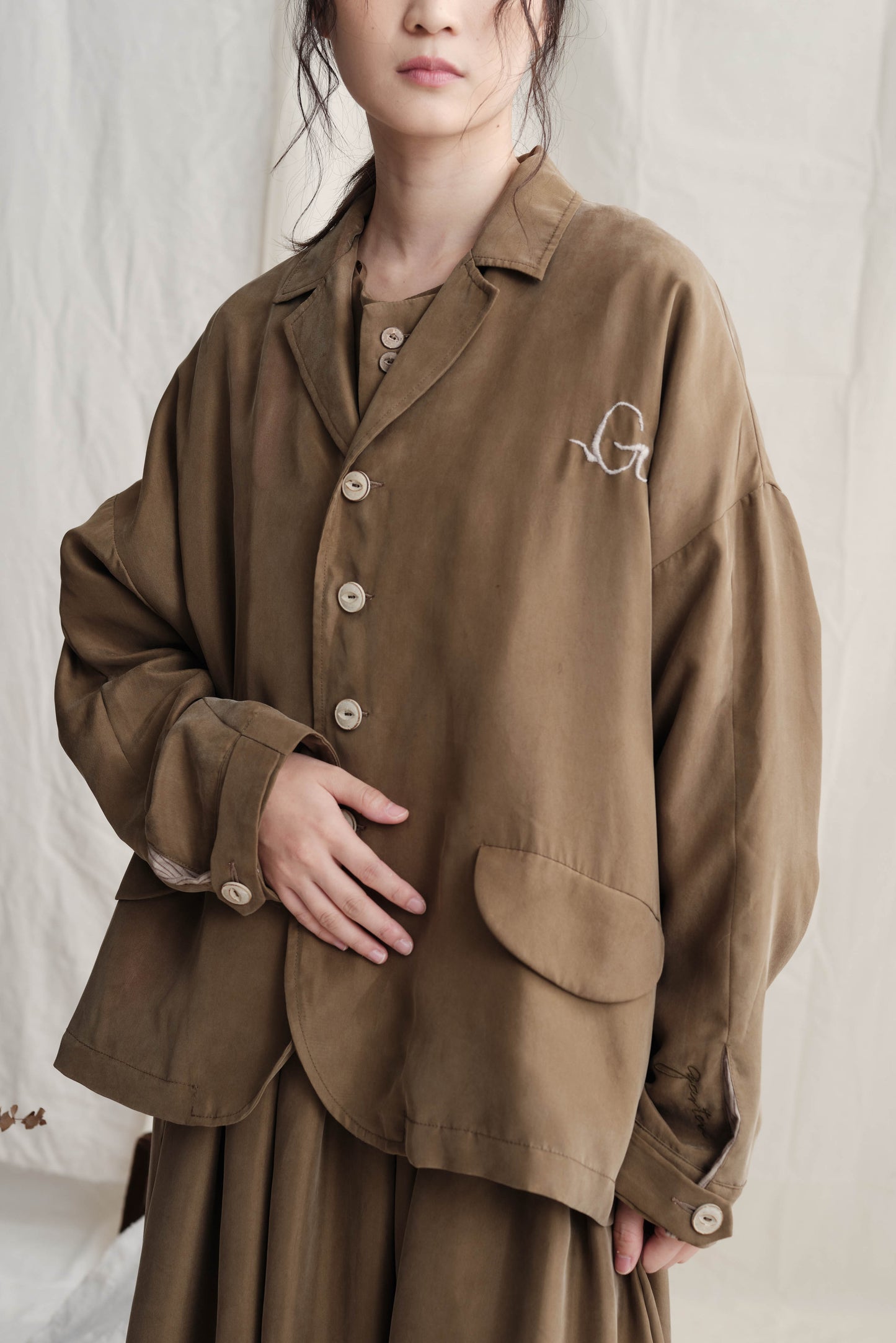 "G" Hand Embroidery Oversize Jacket