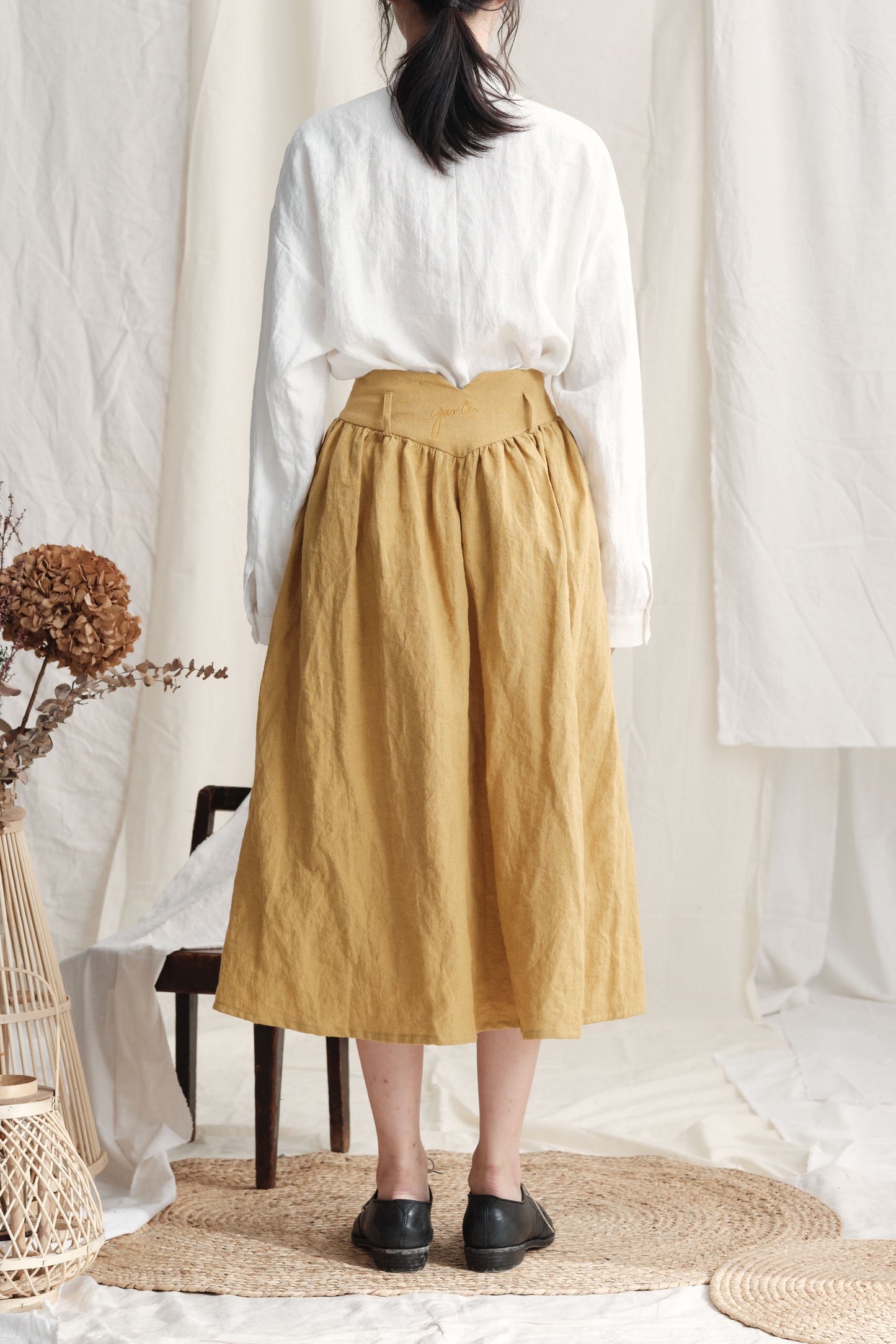 Gathers Buttoned Skirt