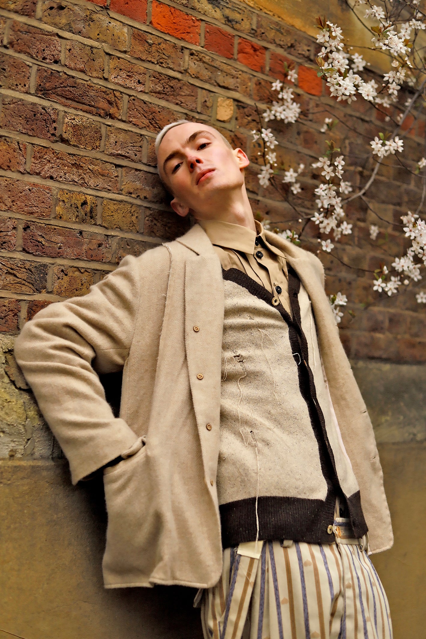 A Tentative Atelier AW23 Lookbook Mens Beige jacket and cardigan