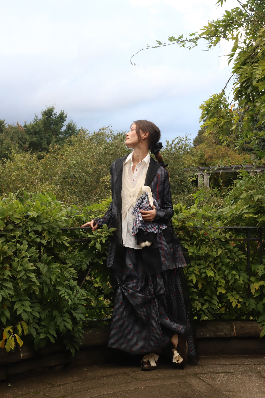A Tentative Atelier SS24 Lookbook detail, Womens gathered skirt