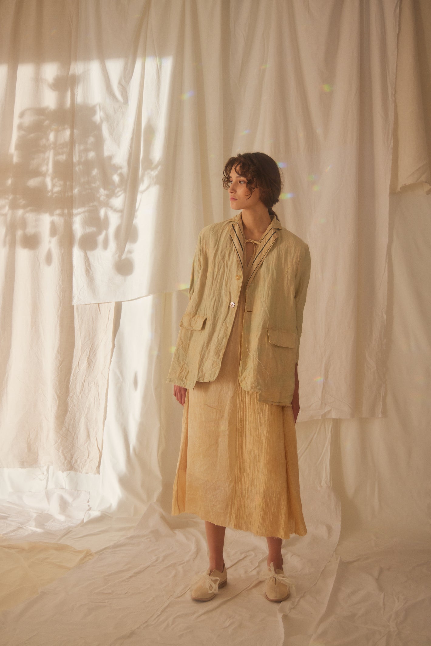 A Tentative Atelier SS22 Lookbook beige jacket and orange dress