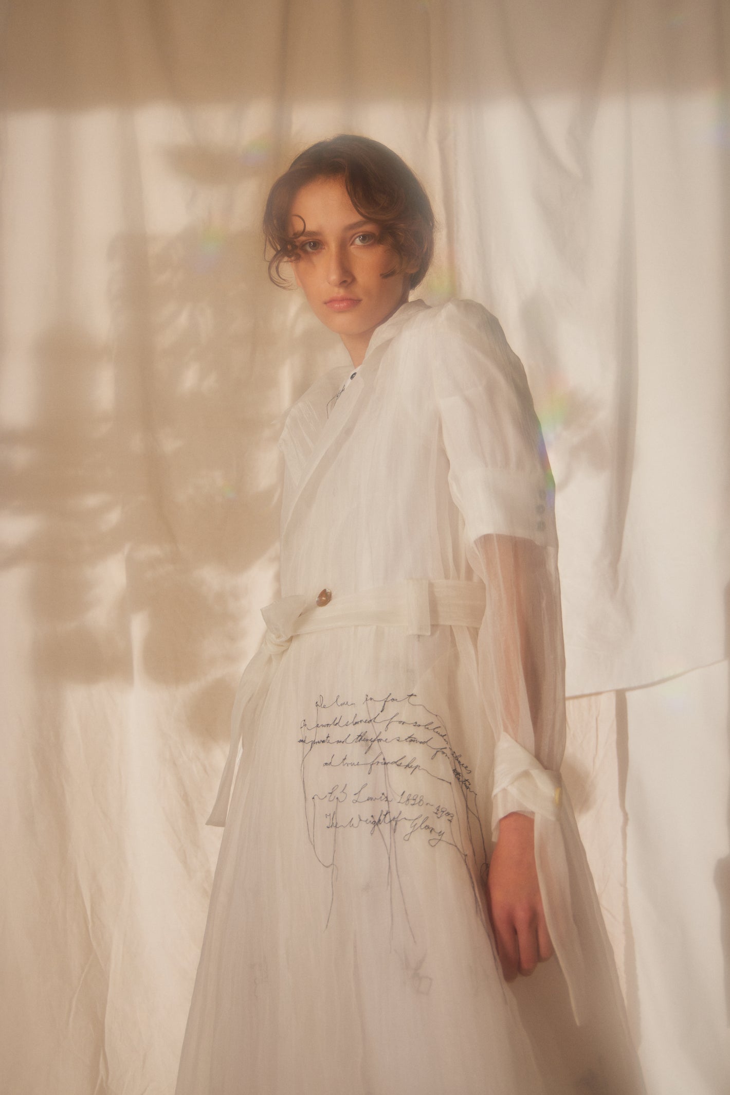 A Tentative Atelier SS22 Lookbook white sheer coat