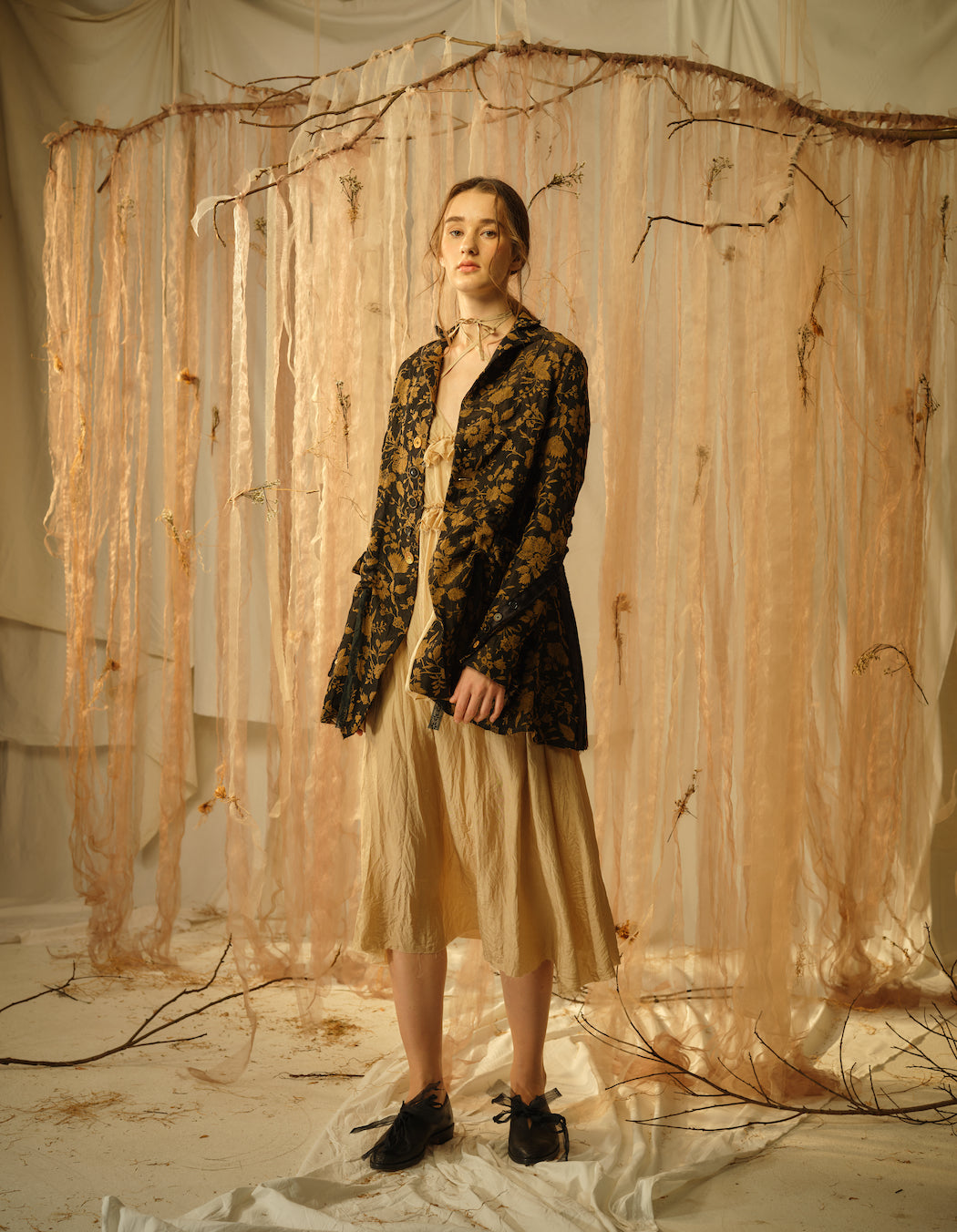 A Tentative Atelier SS21 Lookbook black and gold jacket