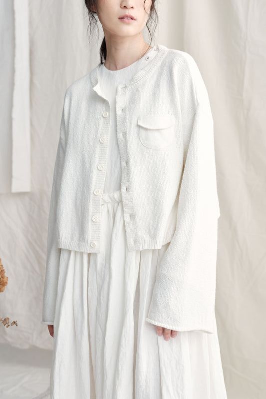 Loose Cropped Pocket Cardigan