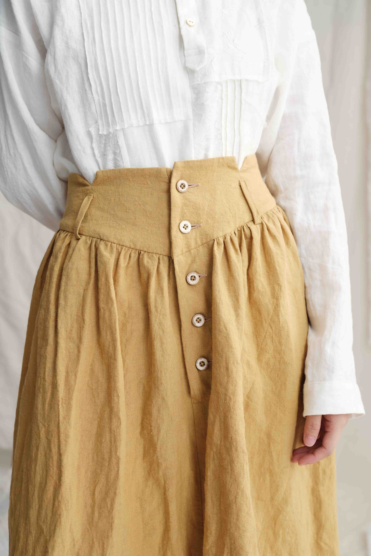 Gathers Buttoned Skirt