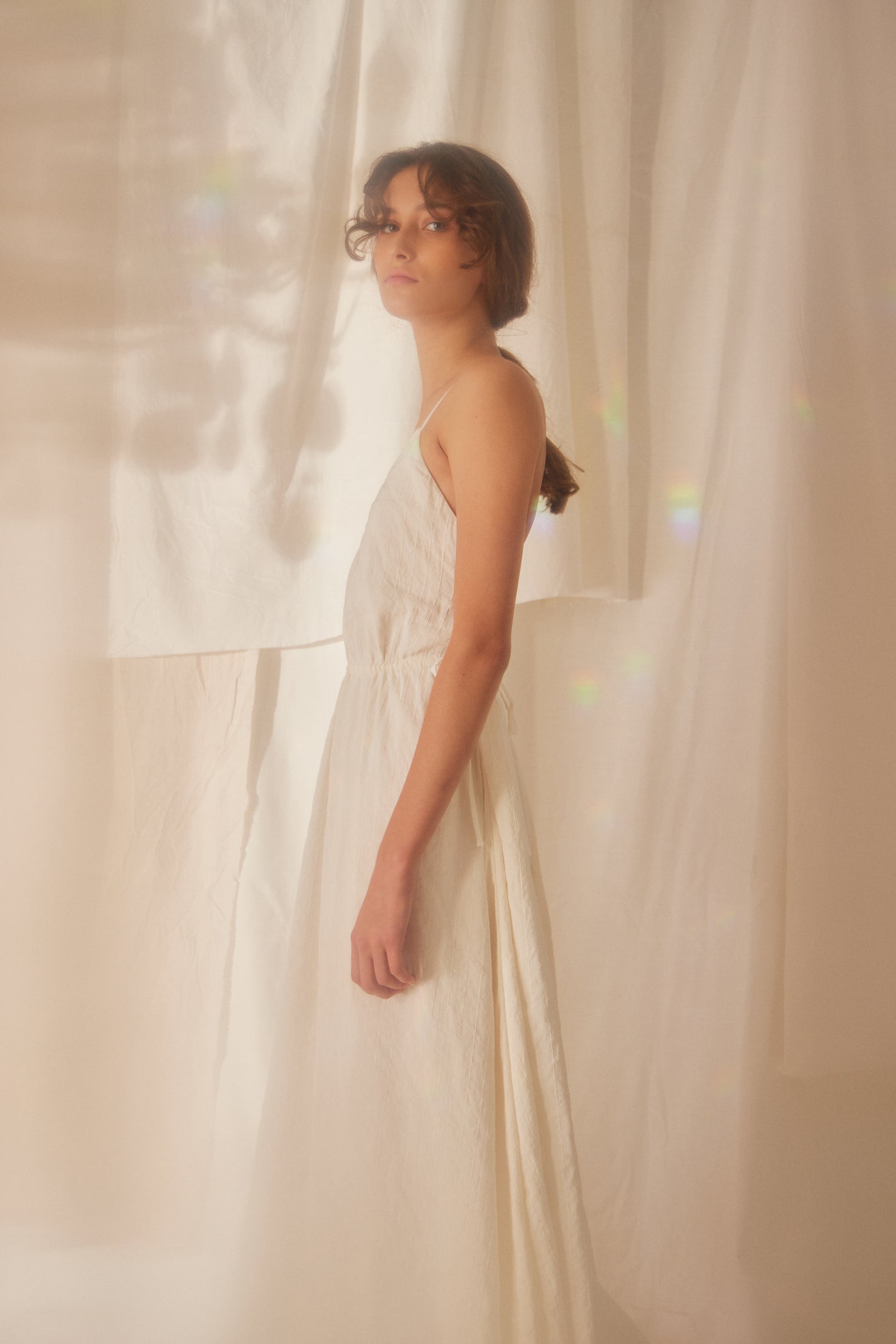 A Tentative Atelier SS22 Lookbook crop white dress