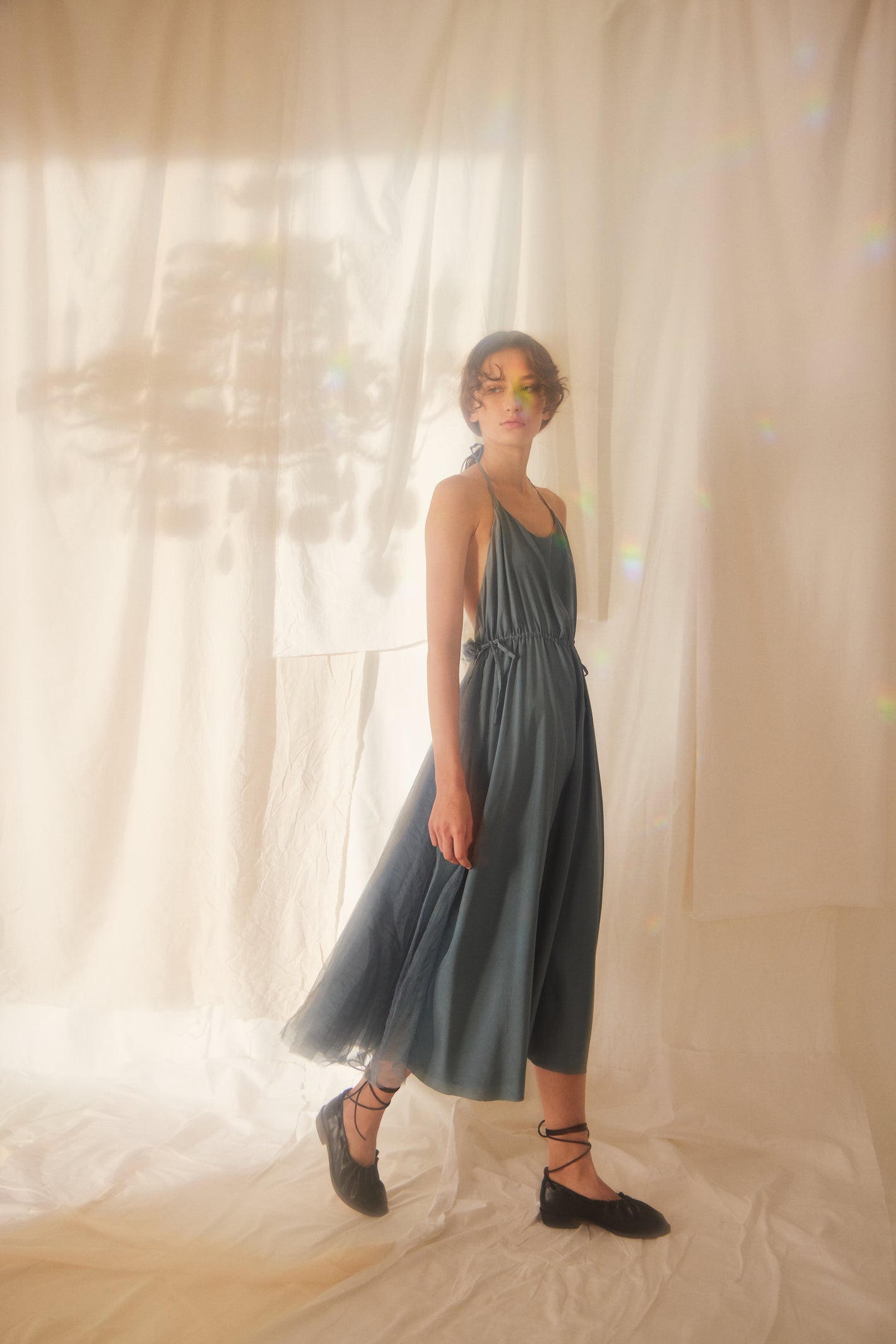 A Tentative Atelier SS22 Lookbook blue halter maxi dress