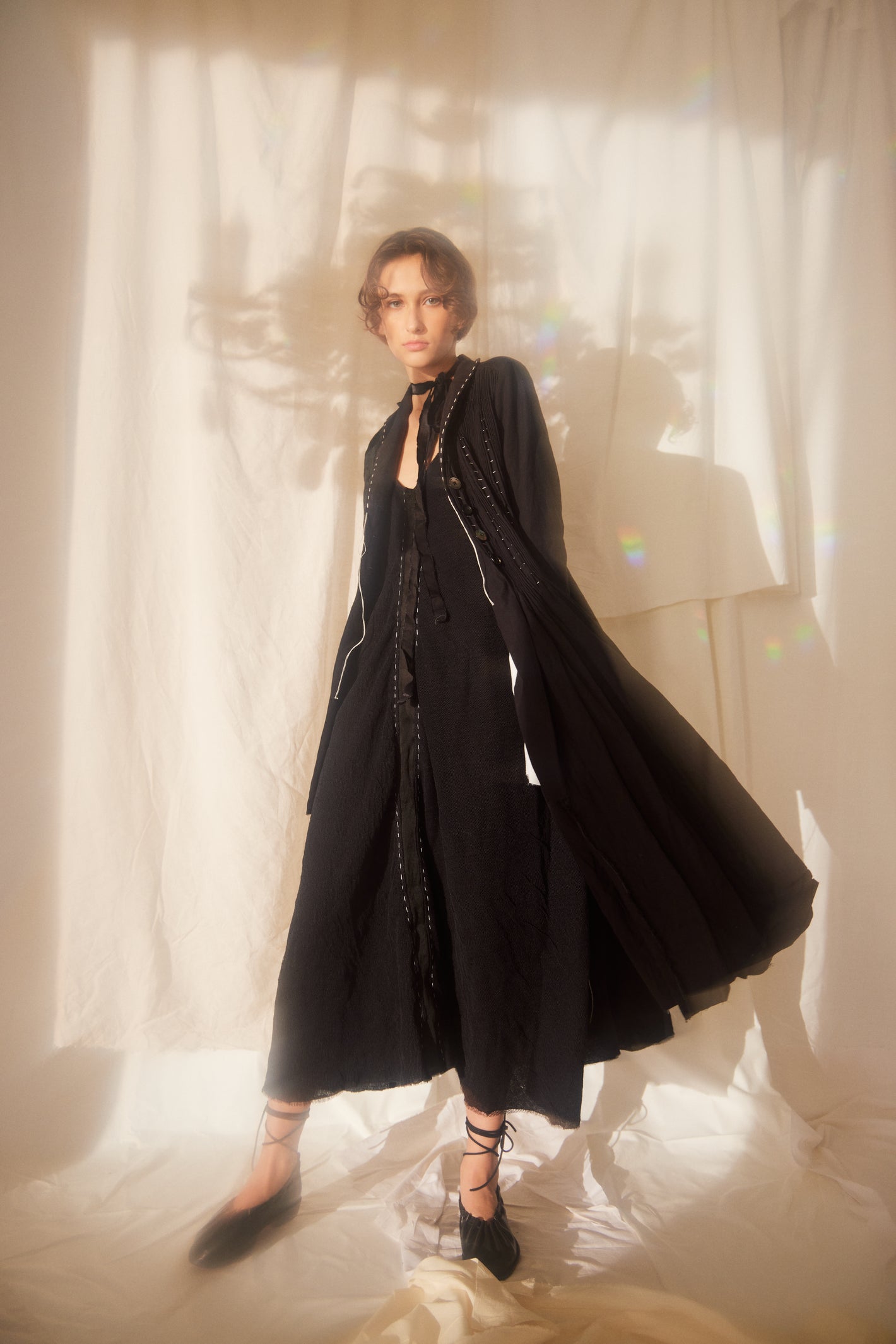 A Tentative Atelier SS22 Lookbook long black coat
