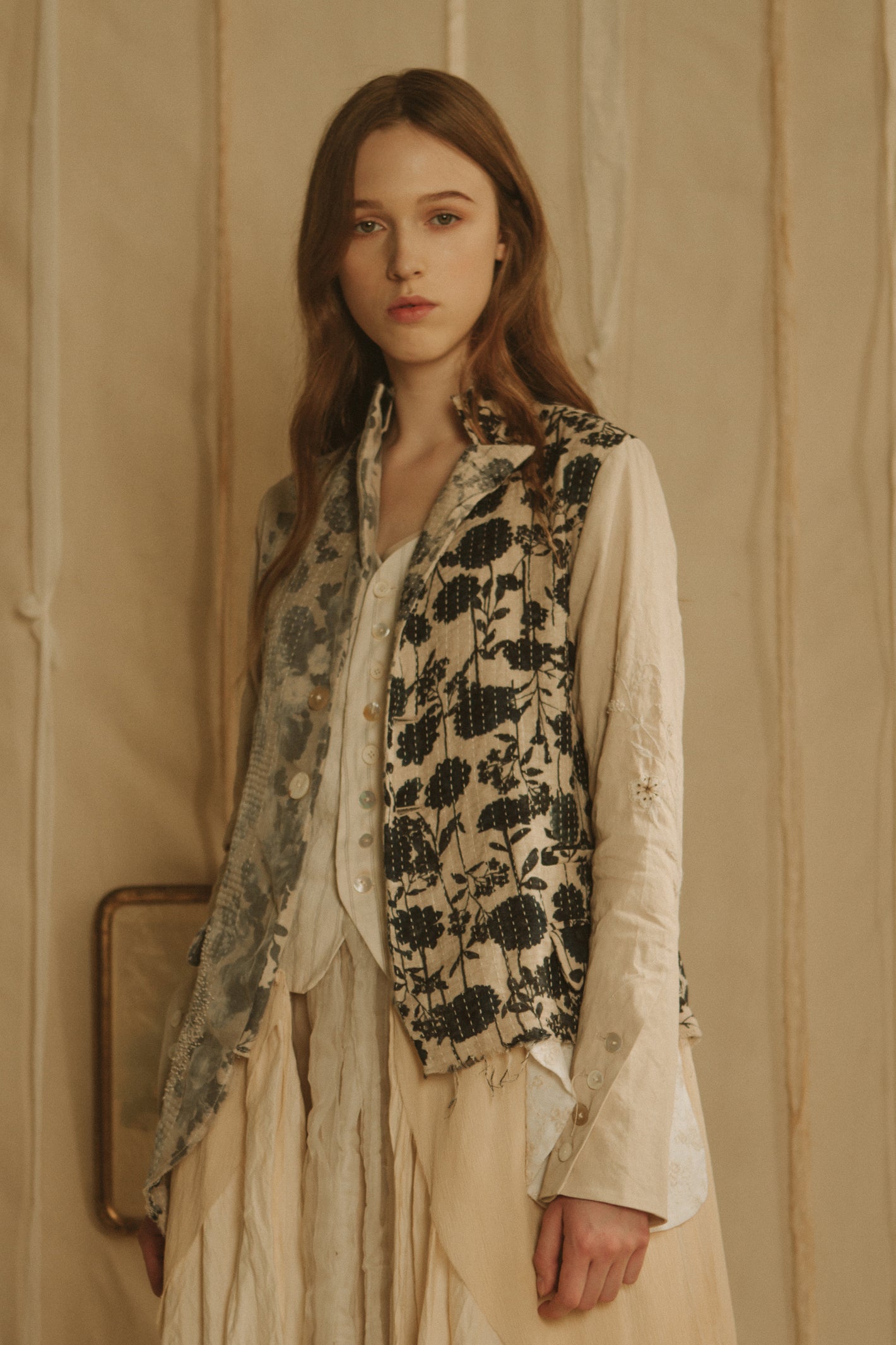 A Tentative Atelier SS19 Lookbook Womens crop of printed patchwork jacket